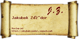 Jakubek Zádor névjegykártya